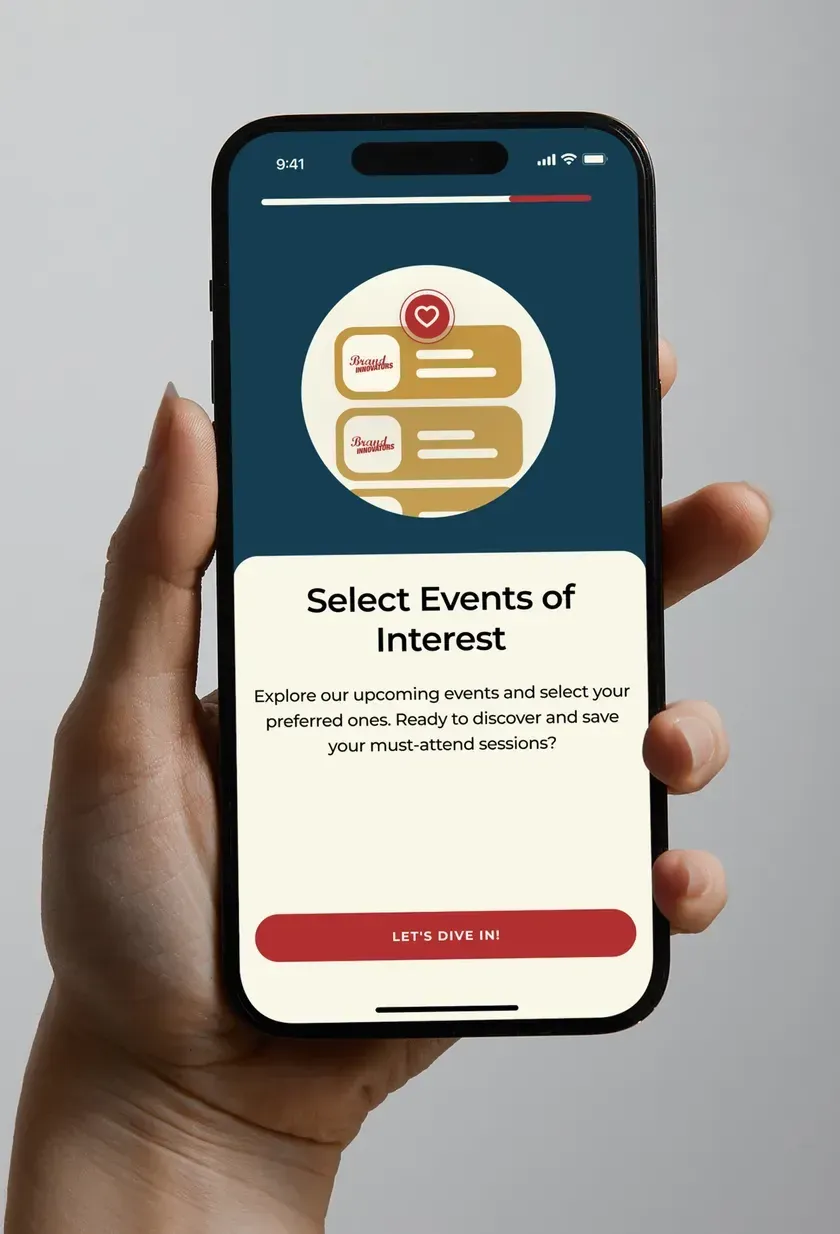 The screen inviting attendees to choose the events they want to follow.