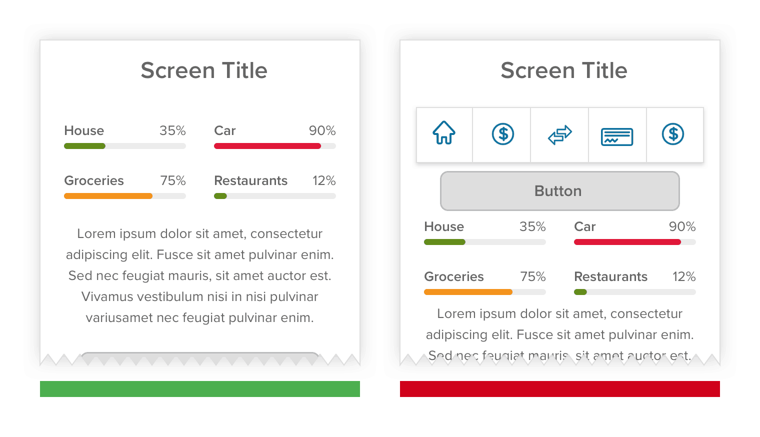 comprehensible screens for banking app